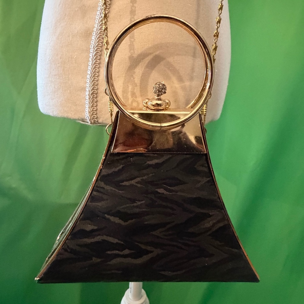 Black Satin & Gold Clutch